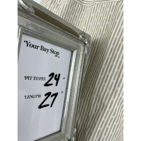 Chicos Women's Shirt 3 US XL Tan White No Iron CoolMax All Season Stripe Dot - Picture 7 of 7